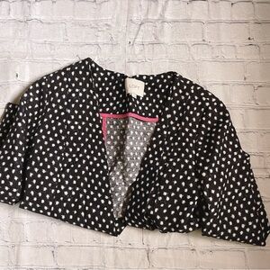 Ann Taylor Loft Blue & White 3/4 Sleeve Blazer/Cardigan